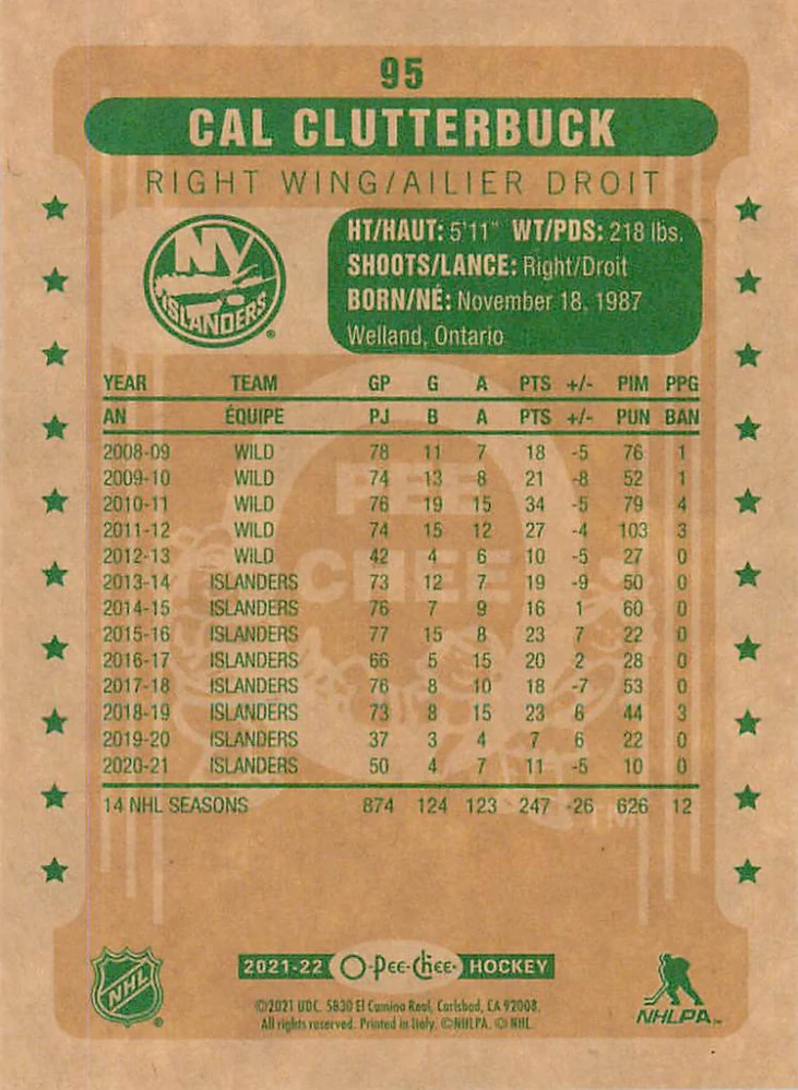 2021-22 UD O-Pee-Chee - Cal Clutterbuck - Retro #95