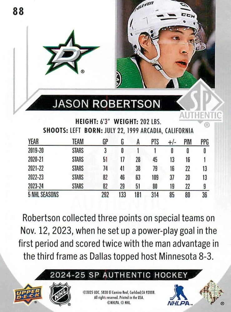 2024-25 UD SP Authentic - Jason Robertson #88
