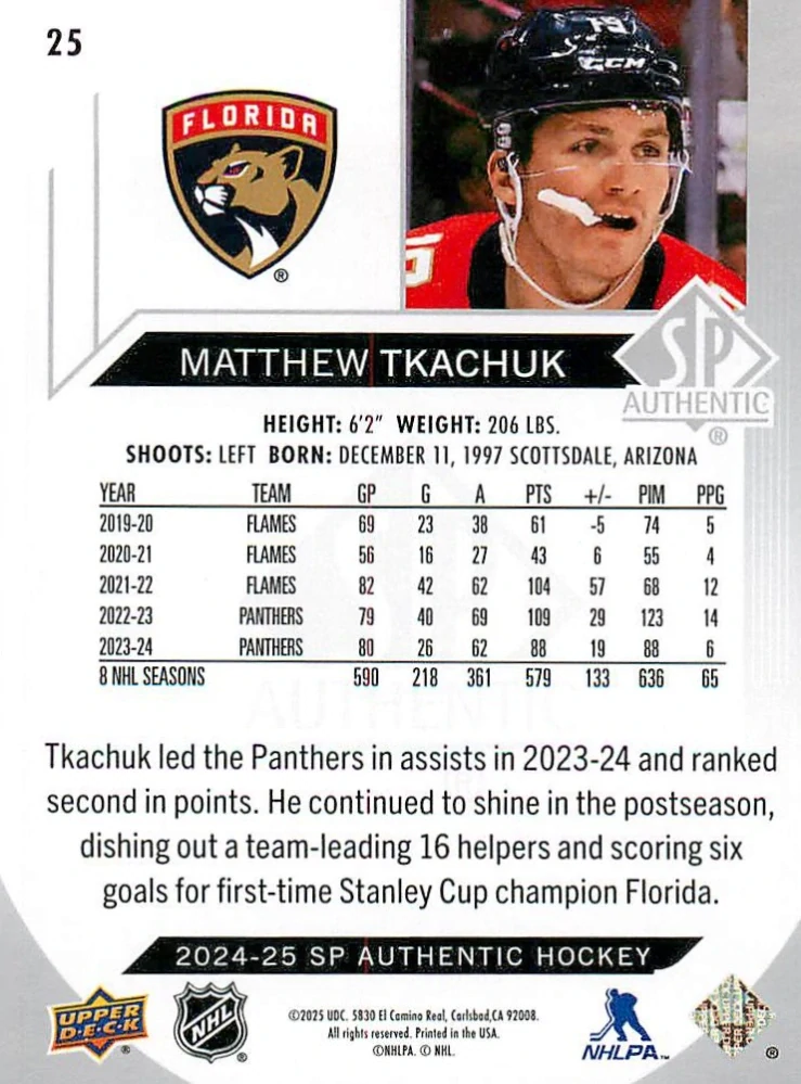 2024-25 UD SP Authentic - Matthew Tkachuk #25