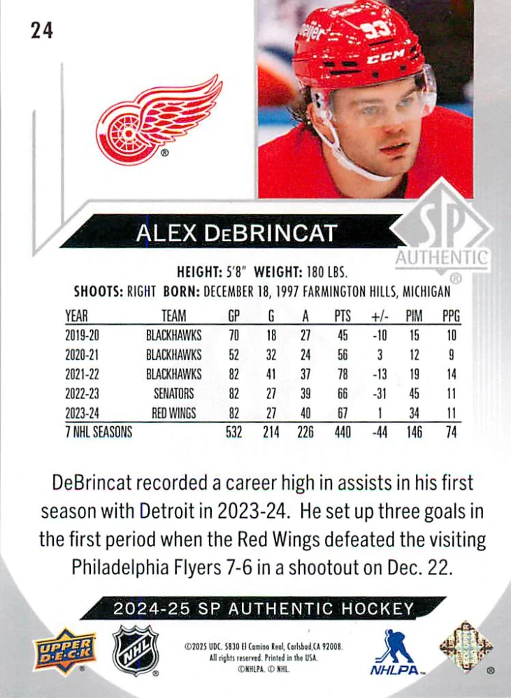 2024-25 UD SP Authentic - Alex DeBrincat #24