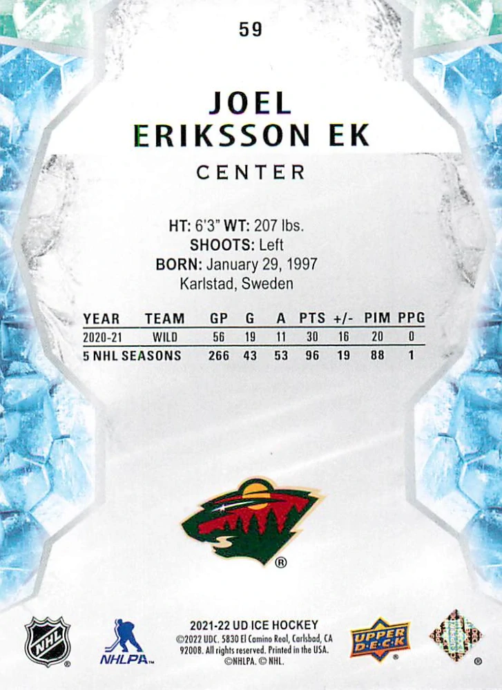 2021-22 UD Ice - Joel Eriksson Ek #59