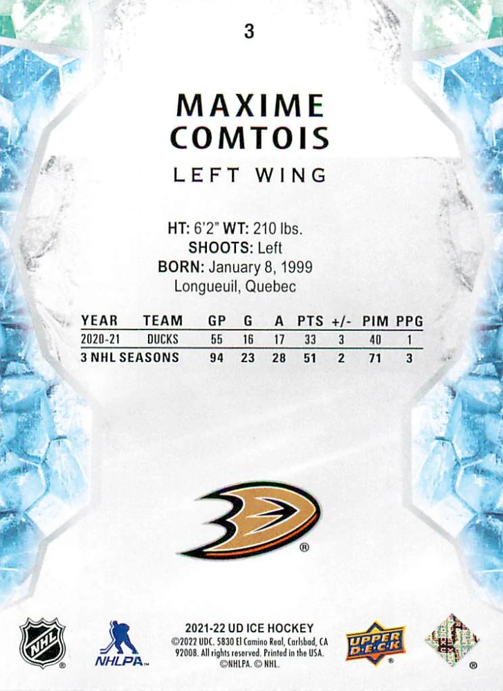 2021-22 UD Ice - Maxime Comtois #3
