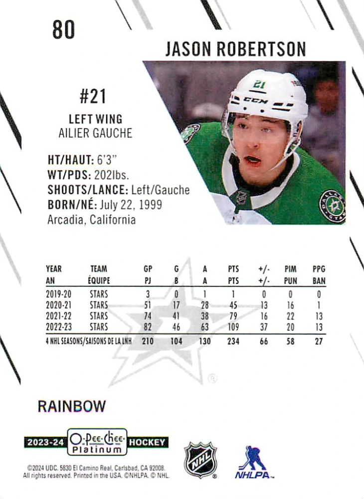 2023-24 UD O-Pee-Chee Platinum - Jason Robertson - Rainbow #80