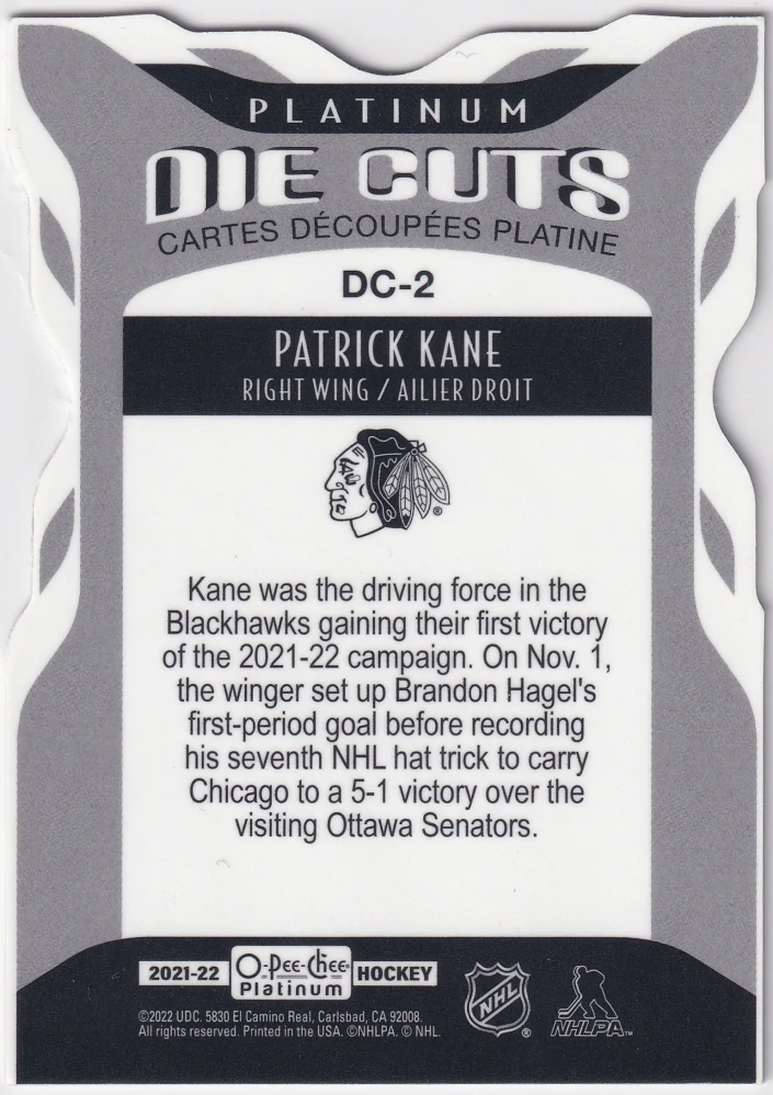 2021-22 UD O-Pee-Chee Platinum - Patrick Kane - Die Cuts #DC-2
