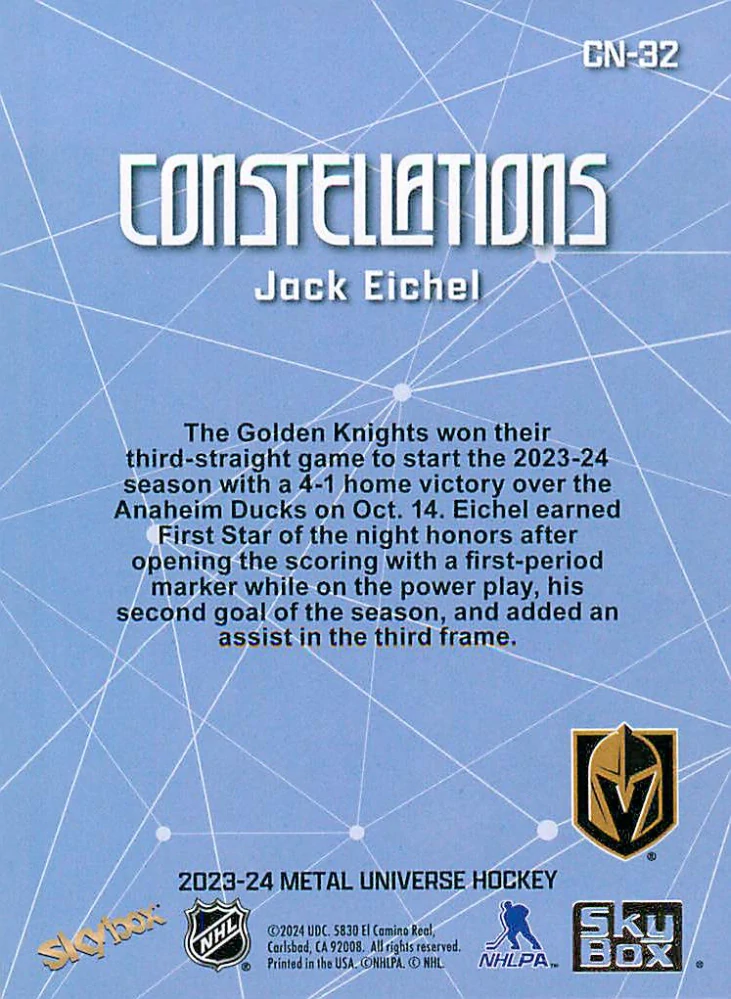 2023-24 UD Skybox Metal Universe - Jack Eichel - Constellations #CN-32
