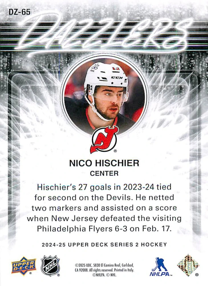 2024-25 UD Series 2 - Nico Hischier - Dazzlers Red #DZ-65