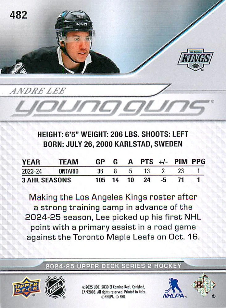 2024-25 UD Series 2 - Andre Lee - Young Guns #482