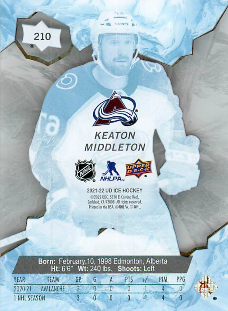 2021-22 UD Ice - Keaton Middleton - Ice Premieres /999 #210