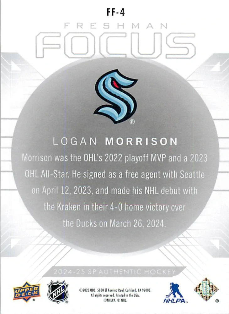 2024-25 UD SP Authentic - Logan Morrison - Freshman Focus #FF-4