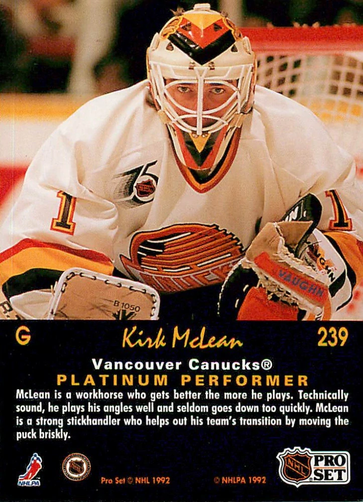 1991-92 Pro Set Platinum - Kirk McLean #239