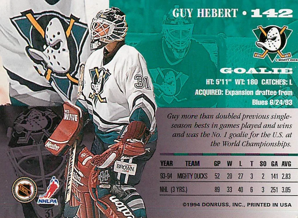1994-95 Leaf - Guy Hebert #142