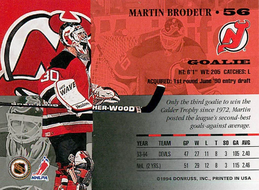 1994-95 Leaf - Martin Brodeur #56