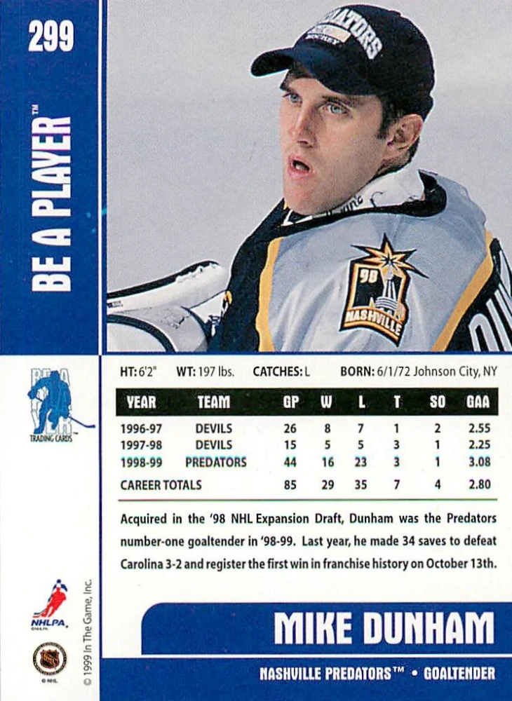 1999-00 ITG BaP Memorabilia - Mike Dunham #299