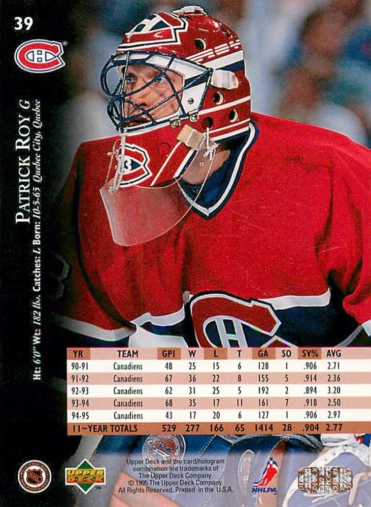 1995-96 UD Series 1 - Patrick Roy #39