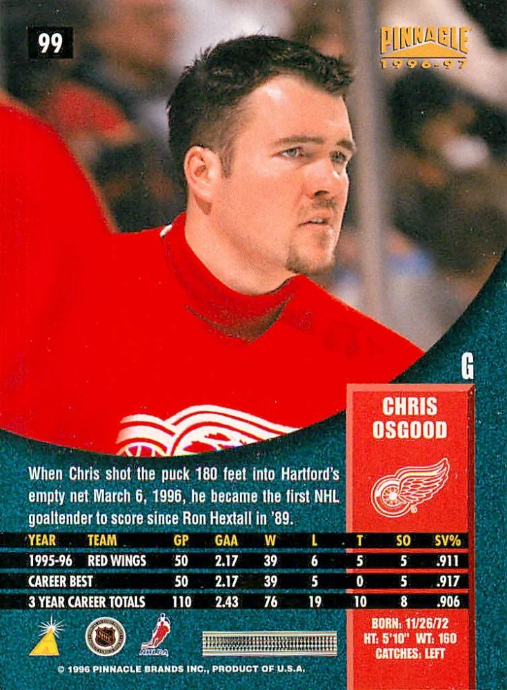 1996-97 Pinnacle - Chris Osgood #99