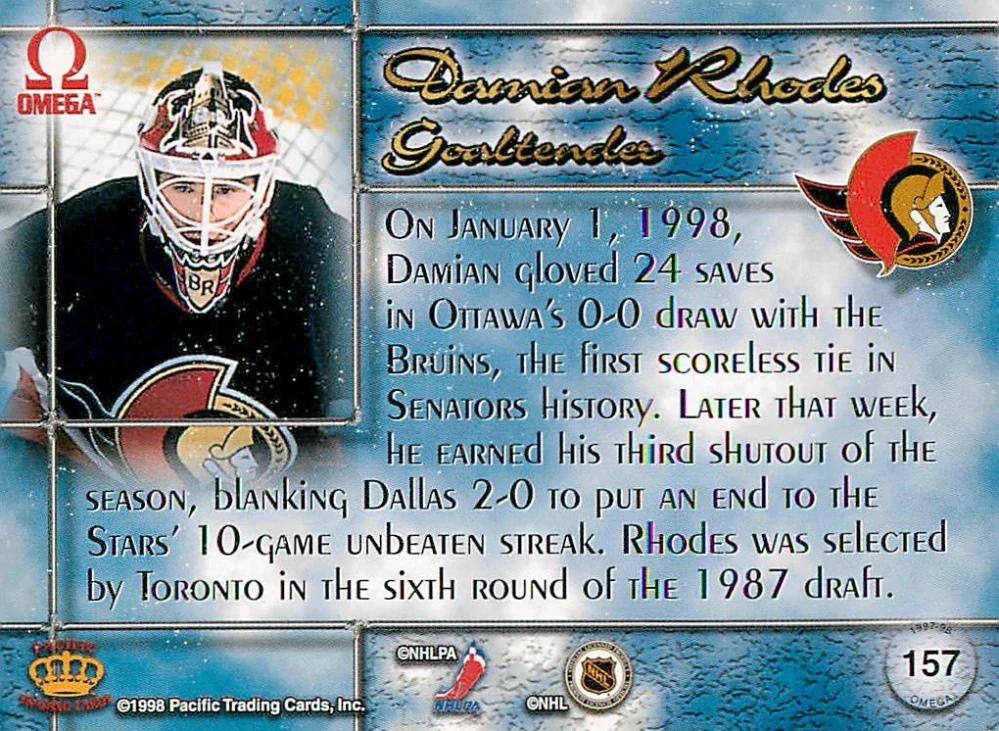 1997-98 Pacific Omega - Damian Rhodes #157