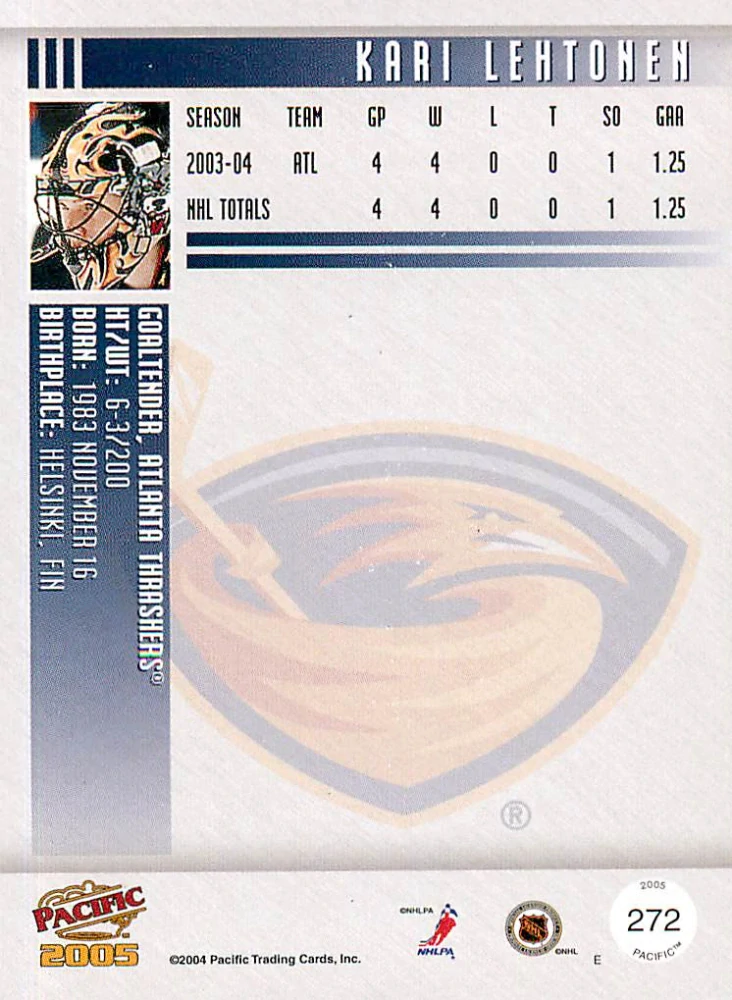2004-05 Pacific - Kari Lehtonen #272