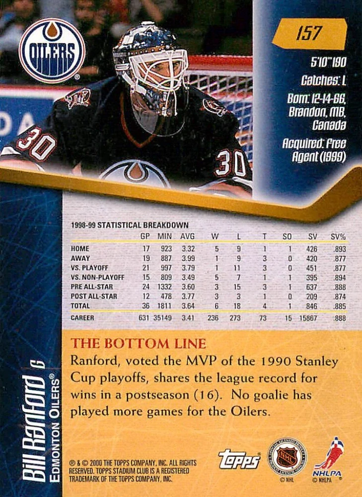 1999-00 Topps Stadium Club - Bill Ranford #157