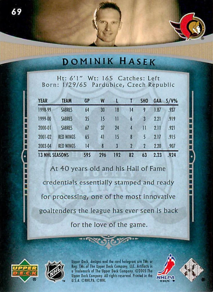 2005-06 UD Artifacts - Dominik Hašek #69