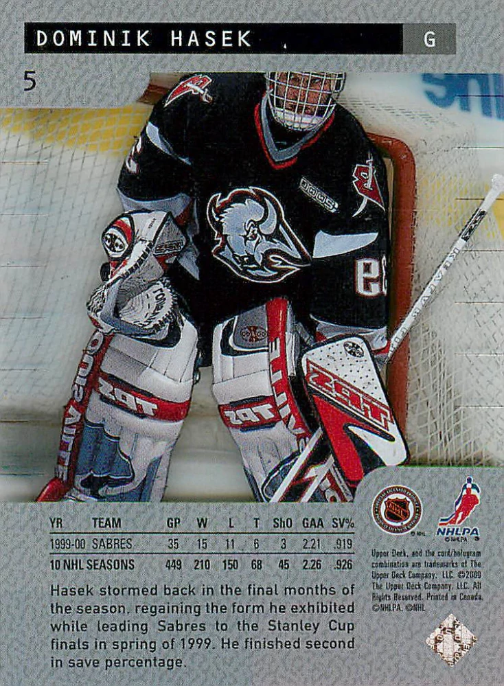 2000-01 UD Ice - Dominik Hašek #5