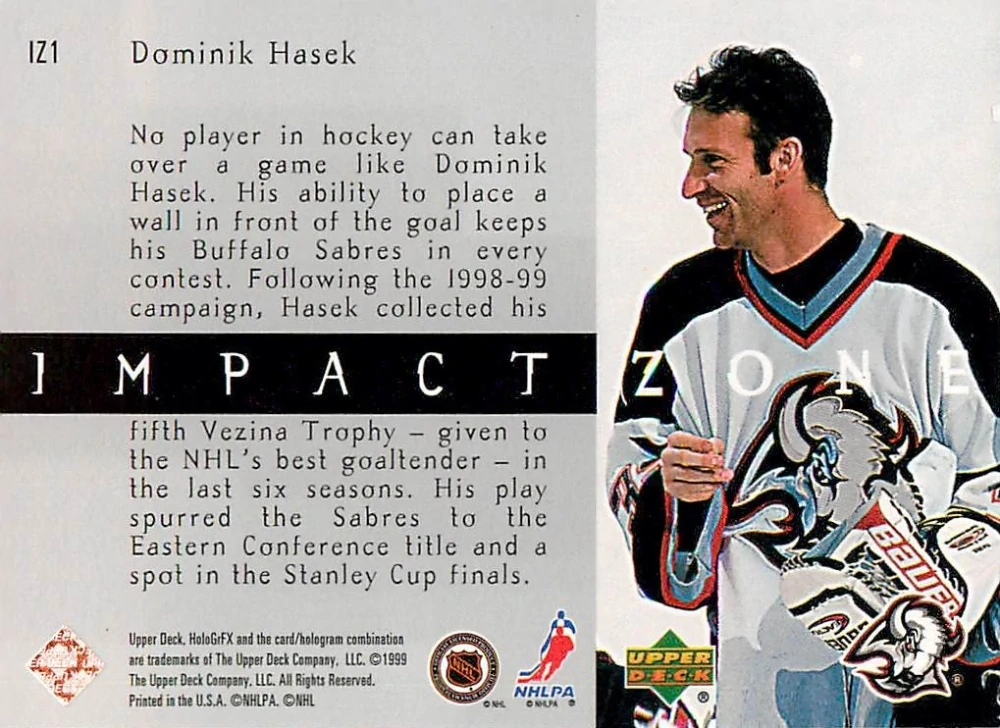 1999-00 UD HoloGrFX - Dominik Hašek - Impact Zone #IZ1