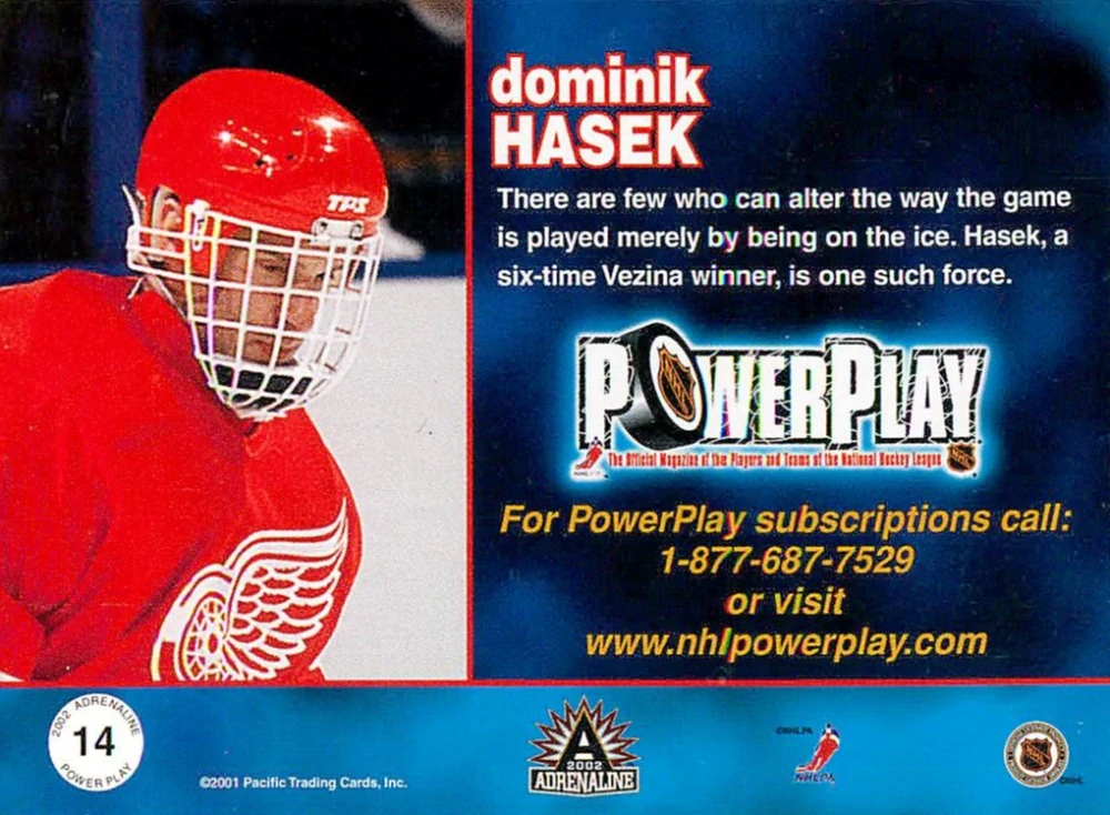 2001-02 Pacific Adrenaline - Dominik Hašek - Power Play #14