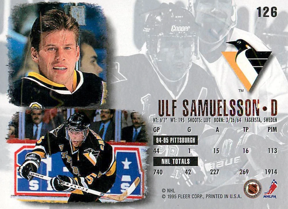 1995-96 Fleer Ultra - Ulf Samuelsson - Gold Medallion #126