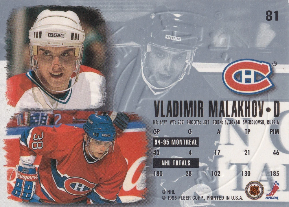 1995-96 Fleer Ultra - Vladimir Malakhov - Gold Medallion #81