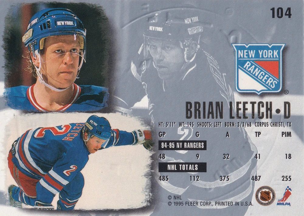 1995-96 Fleer Ultra - Brian Leetch - Gold Medallion #104