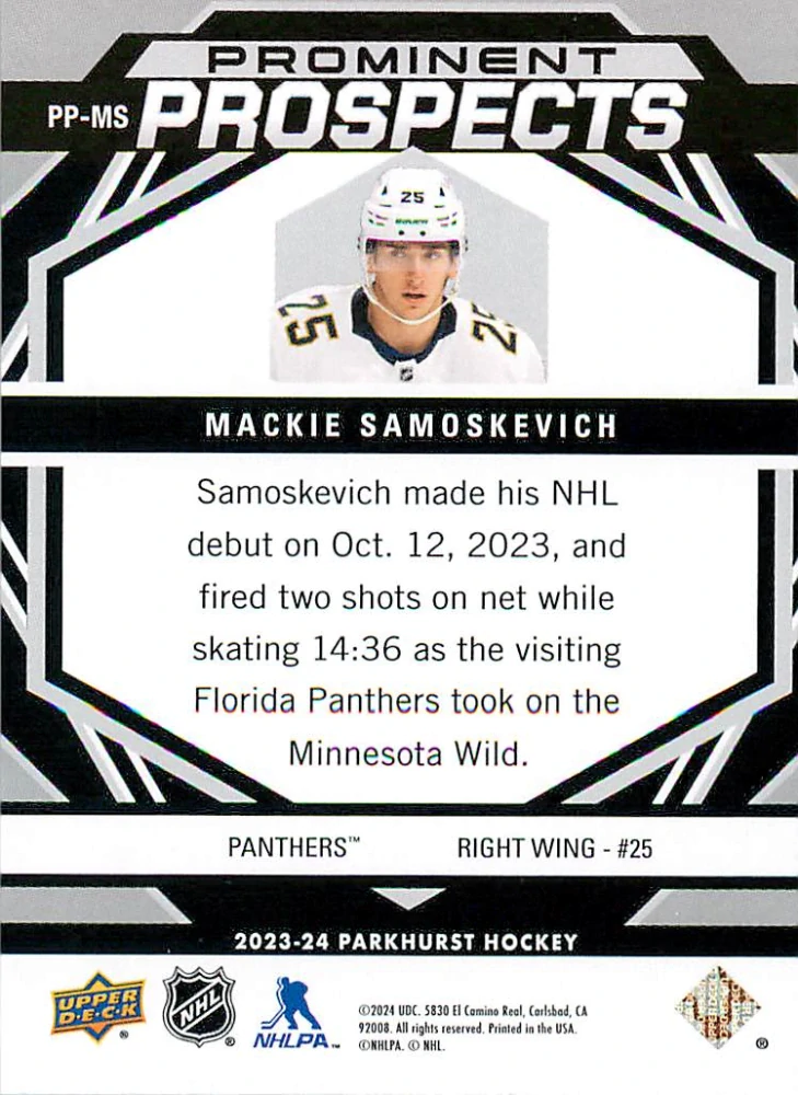 2023-24 UD Parkhurst - Mackie Samoskevich - Prominent Prospects #PP-MS