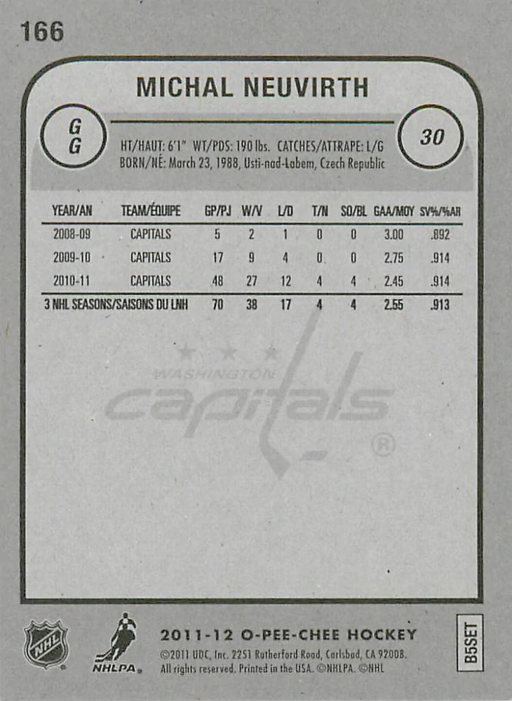 2011-12 UD O-Pee-Chee - Michal Neuvirth #166