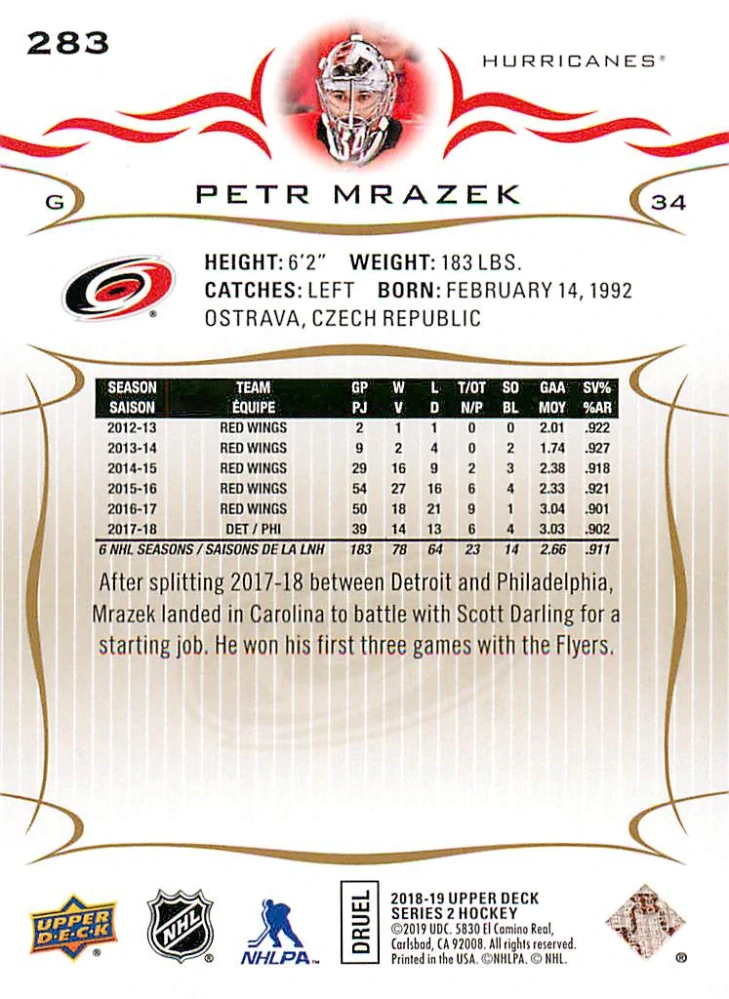2018-19 UD Series 2 - Petr Mrázek - Silver Foil #283