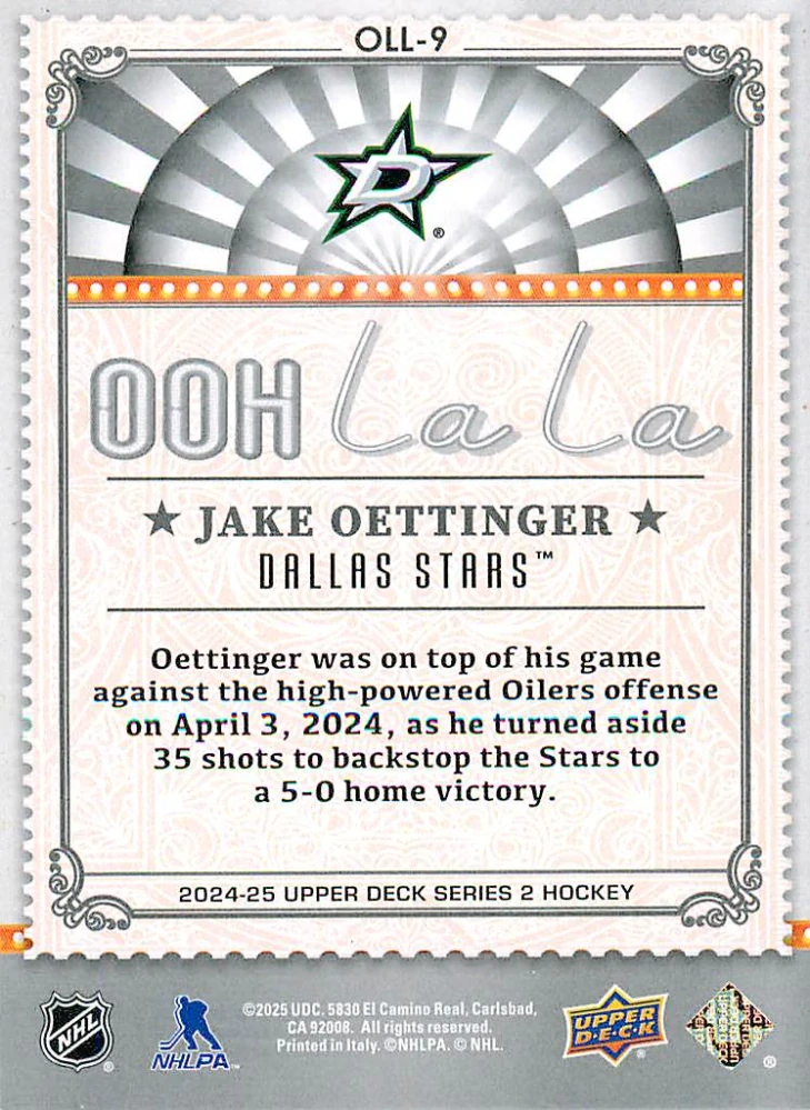 2024-25 UD Series 2 - Jake Oettinger - Ooh La La #OLL-9