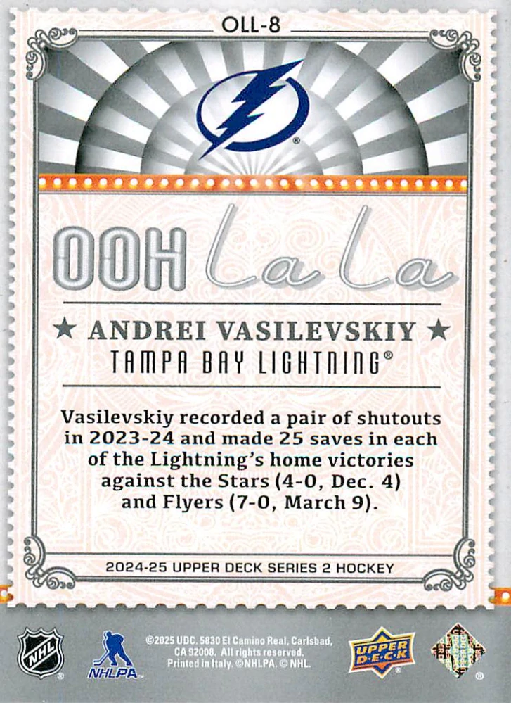 2024-25 UD Series 2 - Andrei Vasilevskiy - Ooh La La #OLL-8