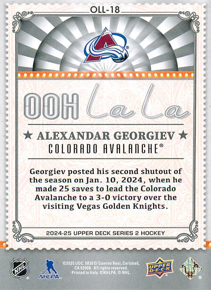 2024-25 UD Series 2 - Alexandar Georgiev - Ooh La La #OLL-18