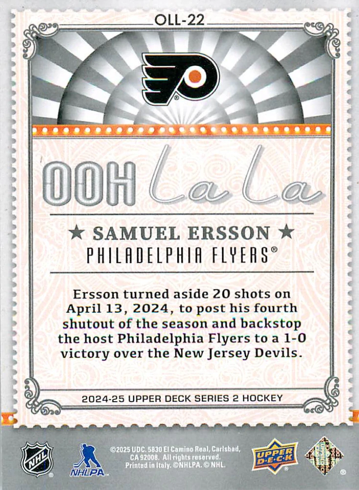 2024-25 UD Series 2 - Samuel Ersson - Ooh La La #OLL-22