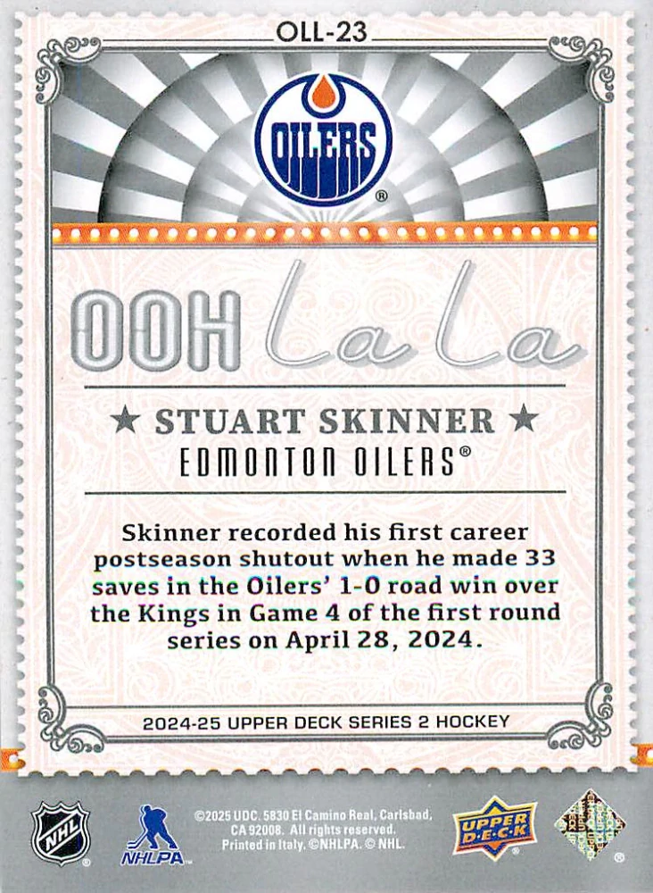2024-25 UD Series 2 - Stuart Skinner - Ooh La La #OLL-23