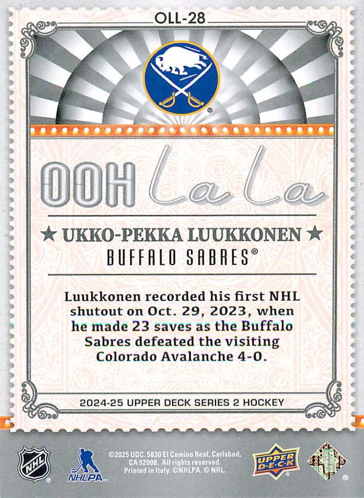 2024-25 UD Series 2 - Ukko-Pekka Luukkonen - Ooh La La #OLL-28