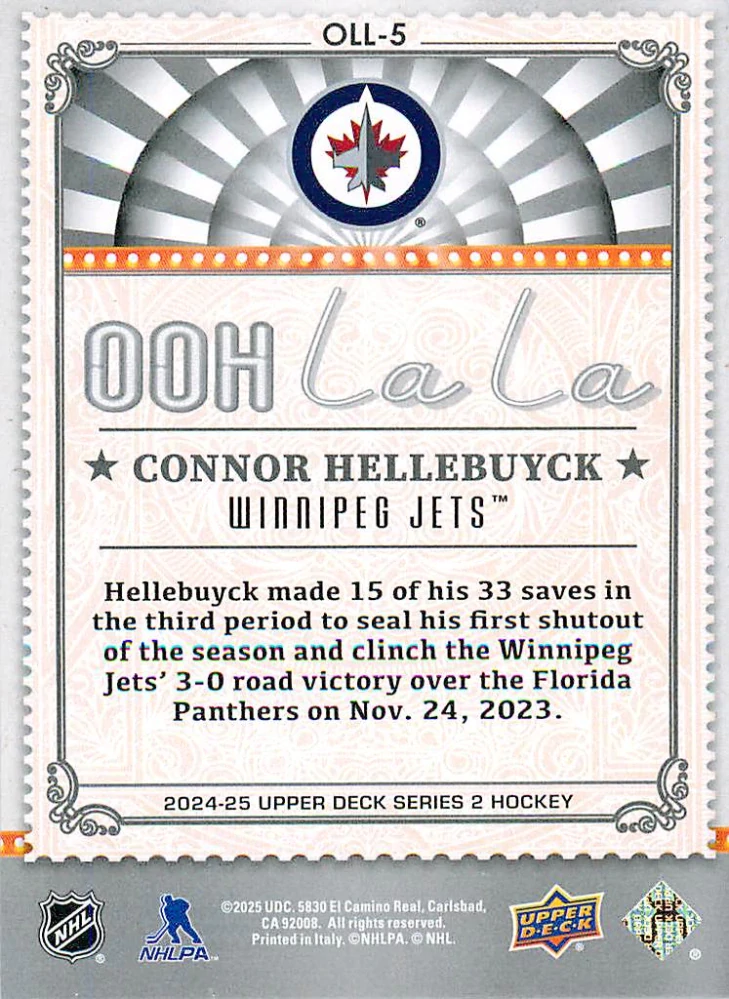 2024-25 UD Series 2 - Connor Hellebuyck - Ooh La La #OLL-5