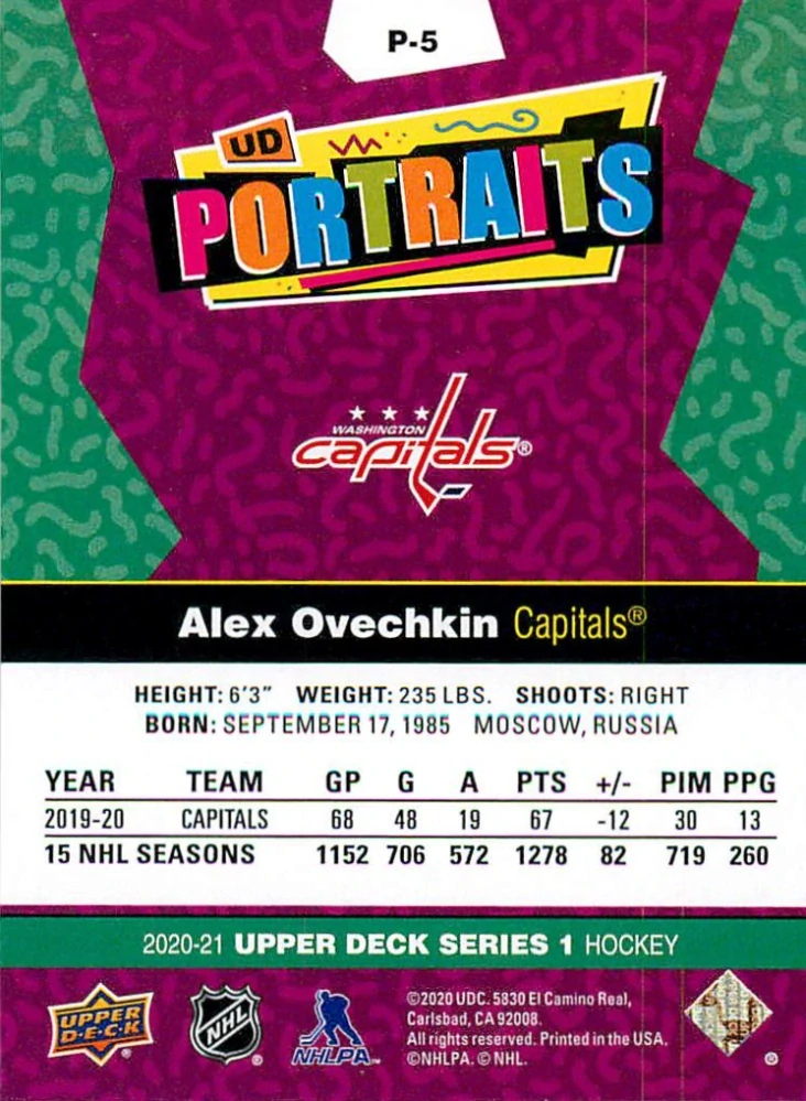 2020-21 UD Series 1 - Alex Ovechkin - Portraits #P-5