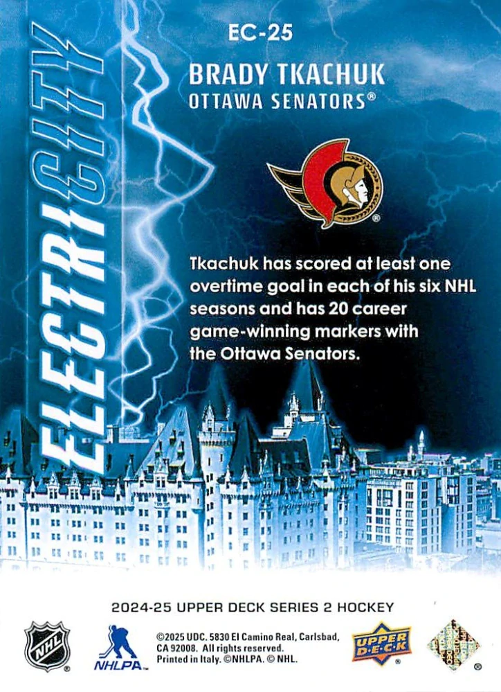 2024-25 UD Series 2 - Brady Tkachuk - ElectriCity #EC-25