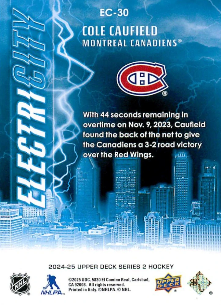 2024-25 UD Series 2 - Cole Caufield - ElectriCity #EC-30