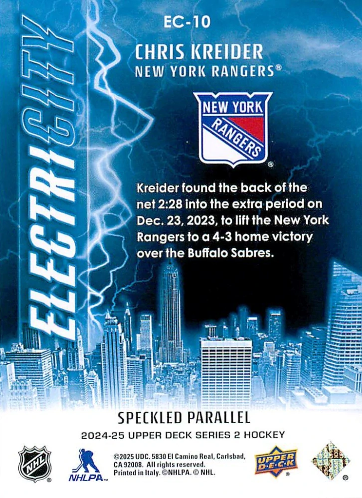 2024-25 UD Series 2 - Chris Kreider - ElectriCity Speckled #EC-10