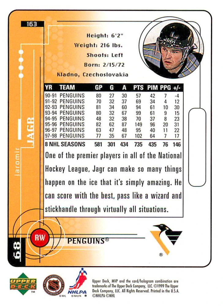 1998-99 UD MVP - Jaromír Jágr #163