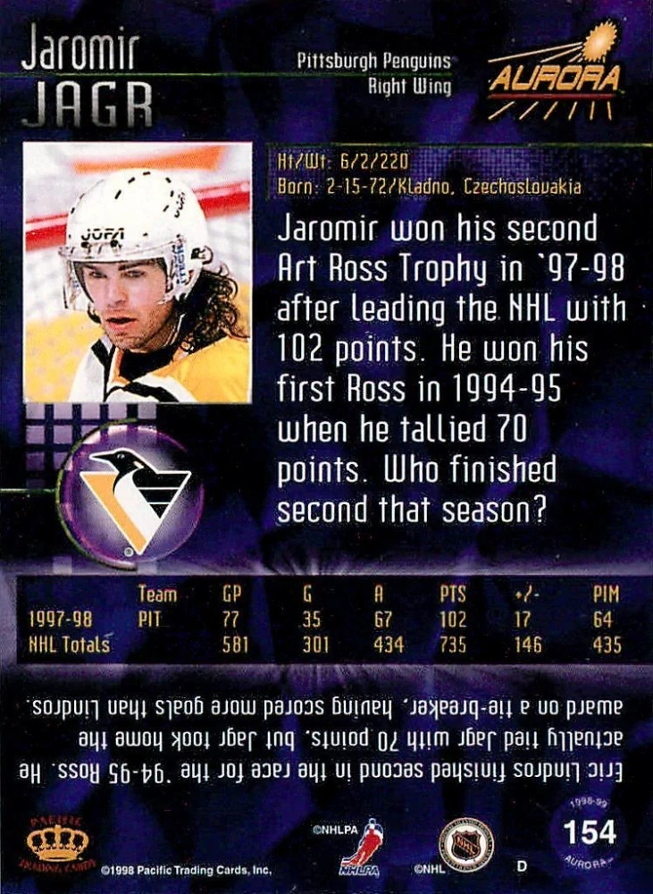 1998-99 Pacific Aurora - Jaromír Jágr #154