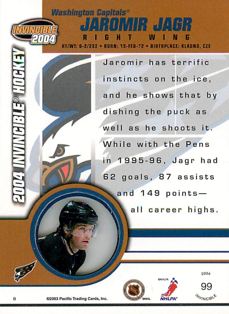 2003-04 Pacific Invincible - Jaromír Jágr #99