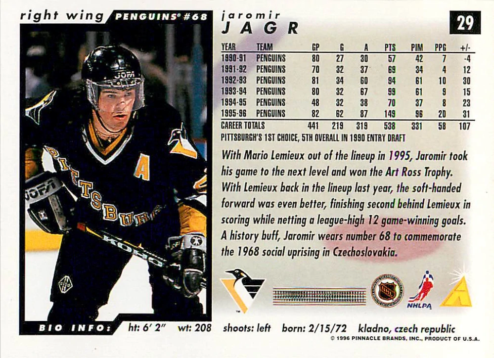 1996-97 Score - Jaromír Jágr #29