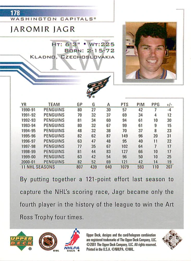 2001-02 UD Series 1 - Jaromír Jágr #178