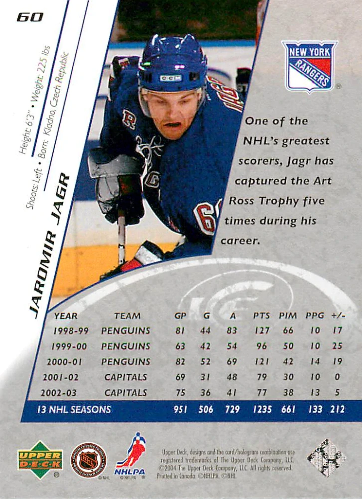 2003-04 UD Ice - Jaromír Jágr #60