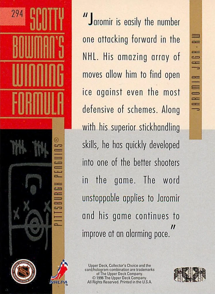1996-97 UD Collectors Choice - Jaromír Jágr - Scotty Bowman's Winning Formula #294
